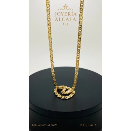 Cadena ojo de tigre de oro 18k 70 cm